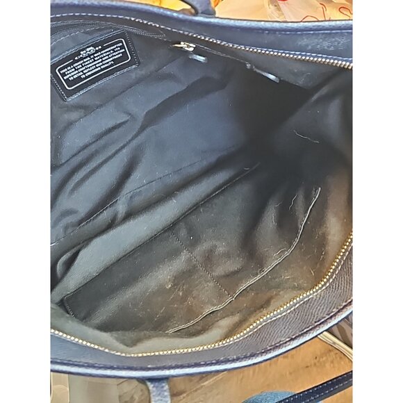 COACH Dark Blue  Leather Tote Bag Large Handled - Picture 7 of 10